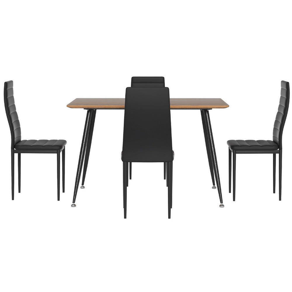 Caleb Rectangle Dining Set – Brown & Black – 4 Seats