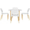5-Piece Dining Set – White Table with Wooden Chairs