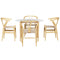 5-Piece Dining Set – Wishbone Table & Wooden Chairs