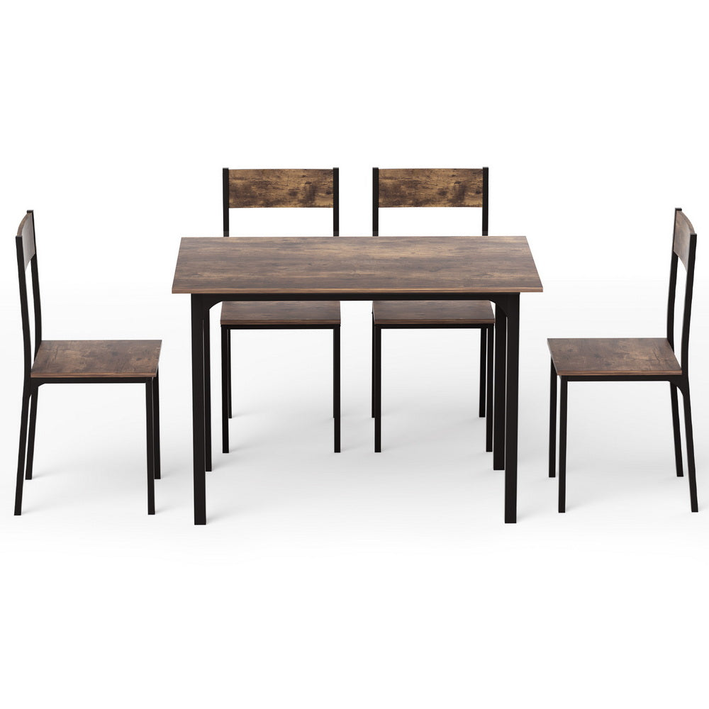 Camden Industrial Dining Set – Brown / Wood – Set of 5