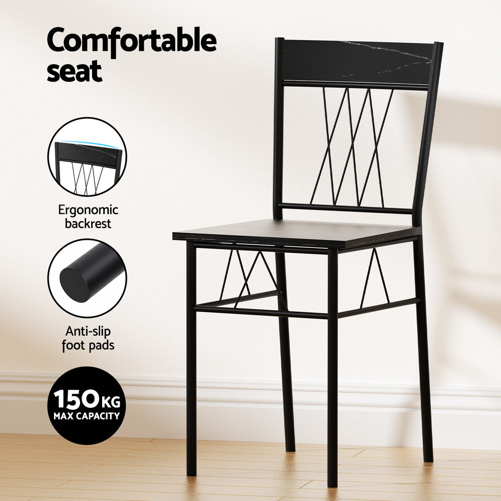 Obsidian Marble-Look Dining Set – Black – Set of 5