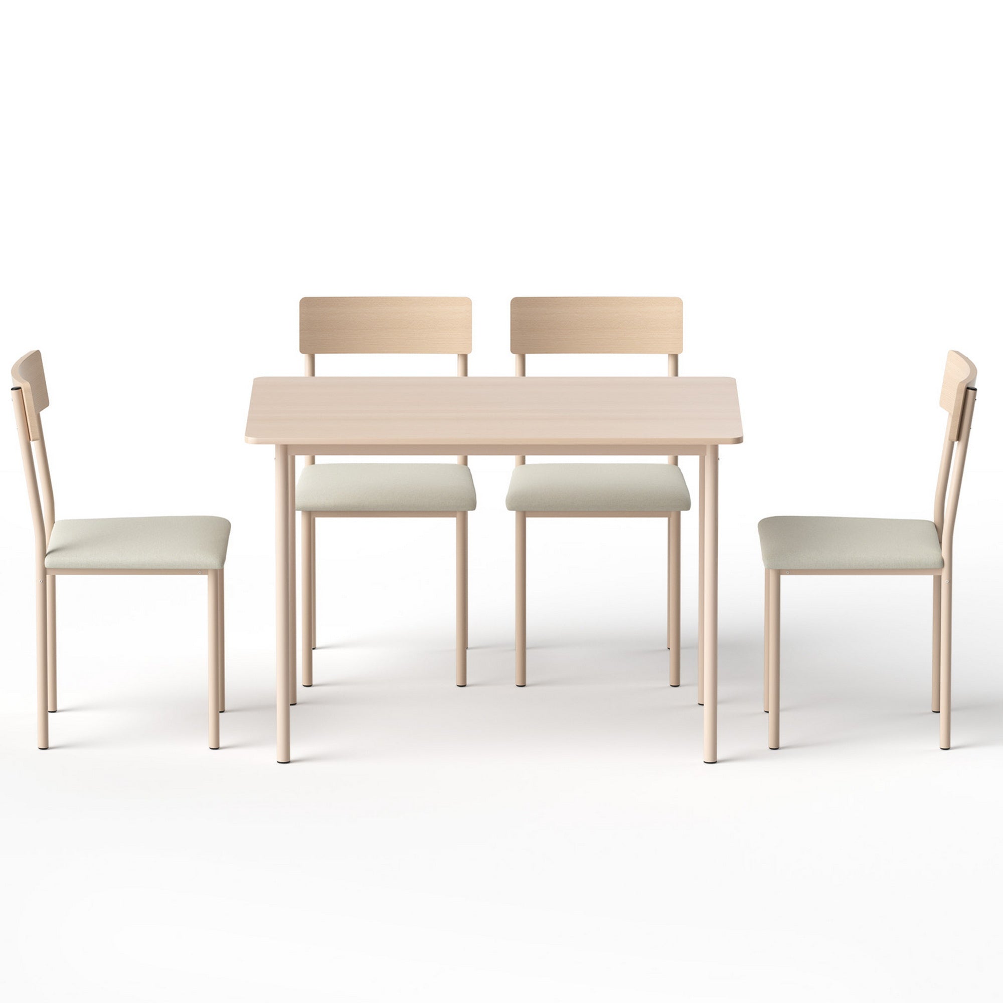 Norden Scandinavian Dining Set – Beige / Cream – Set of 5