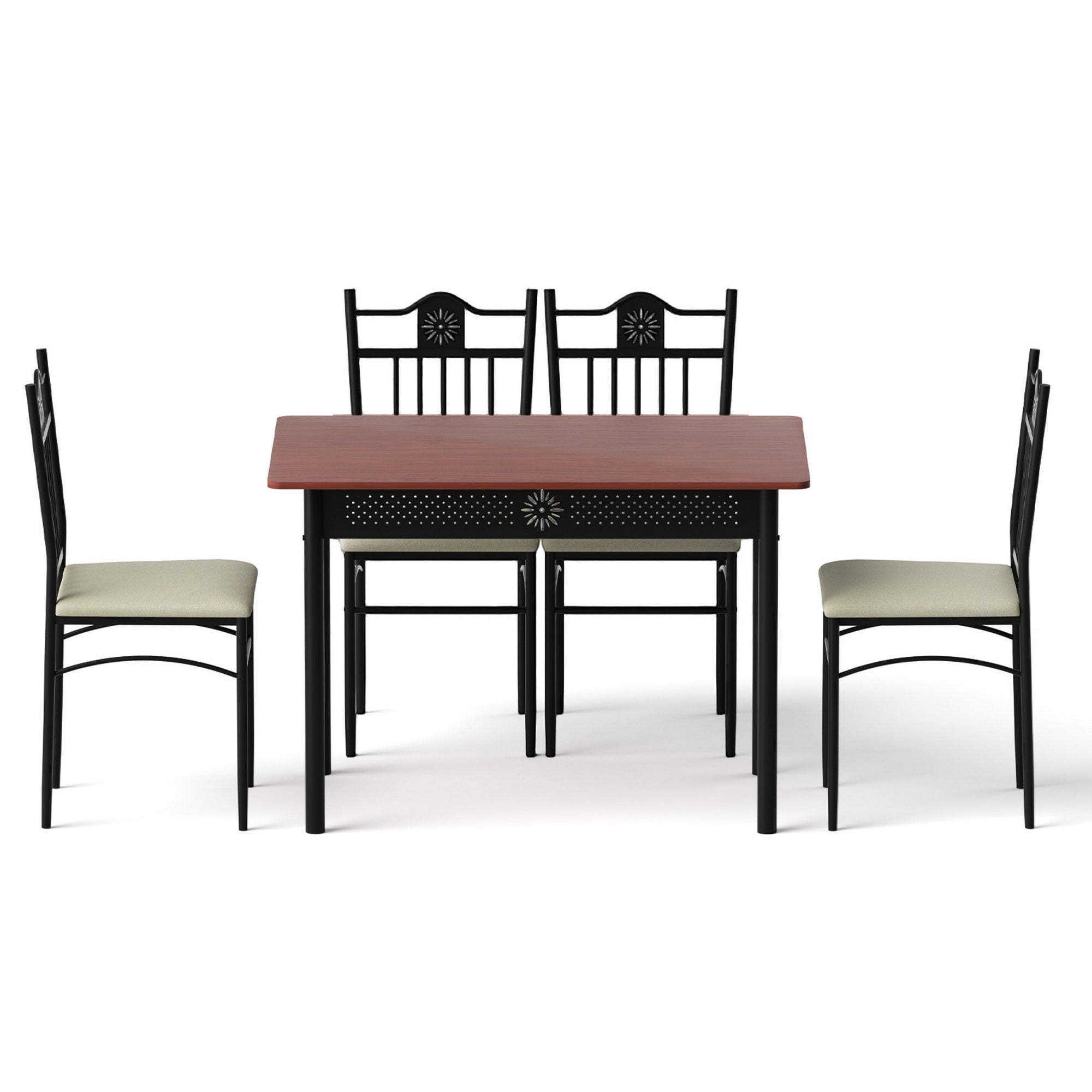 Belmont Dining Set – Brown / Wood – Set of 5