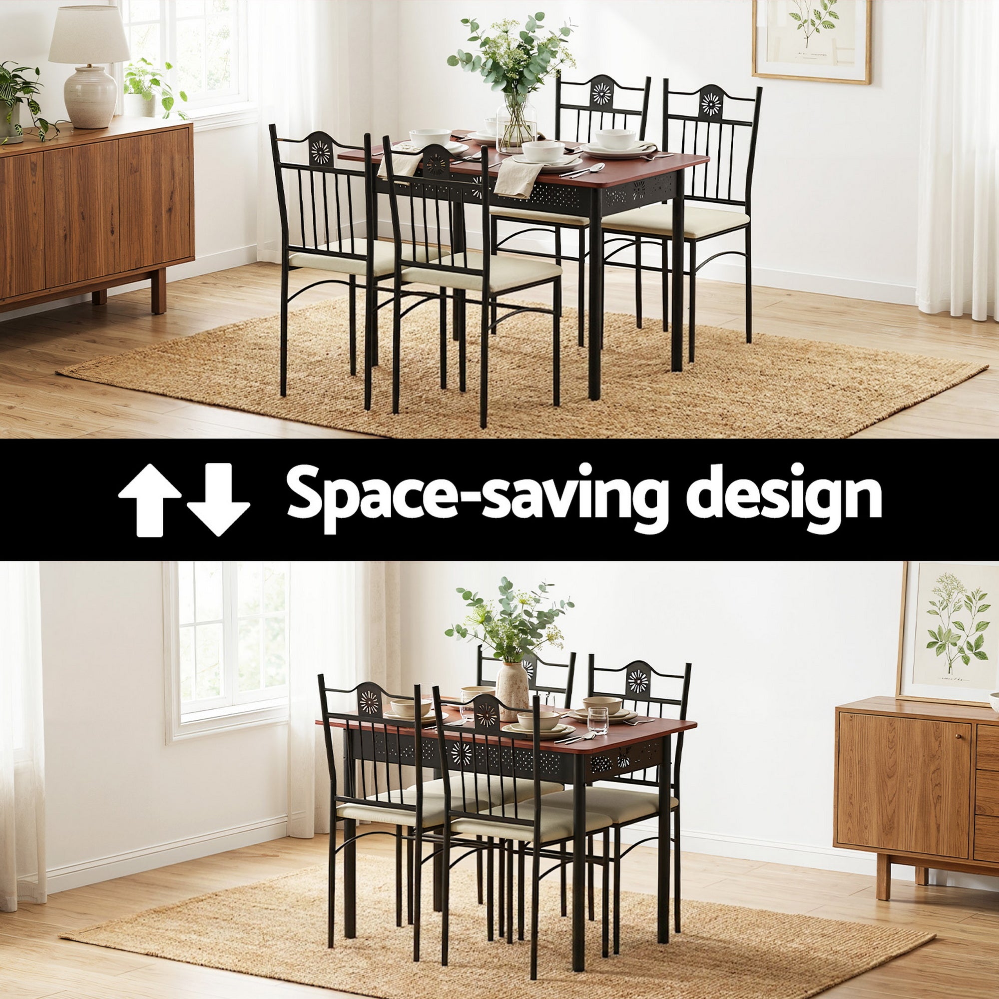 Belmont Dining Set – Brown / Wood – Set of 5