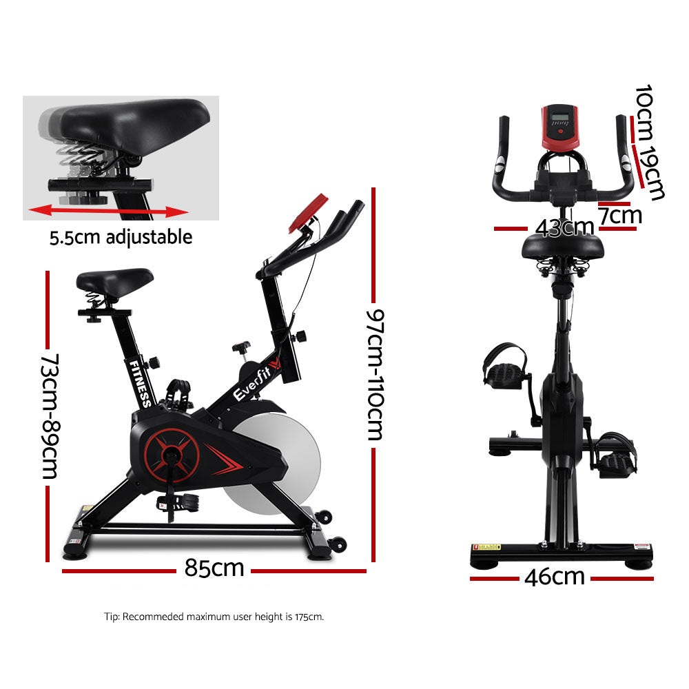 Velocity Adjustable Spin Exercise Bike – Black – 10kg Flywheel