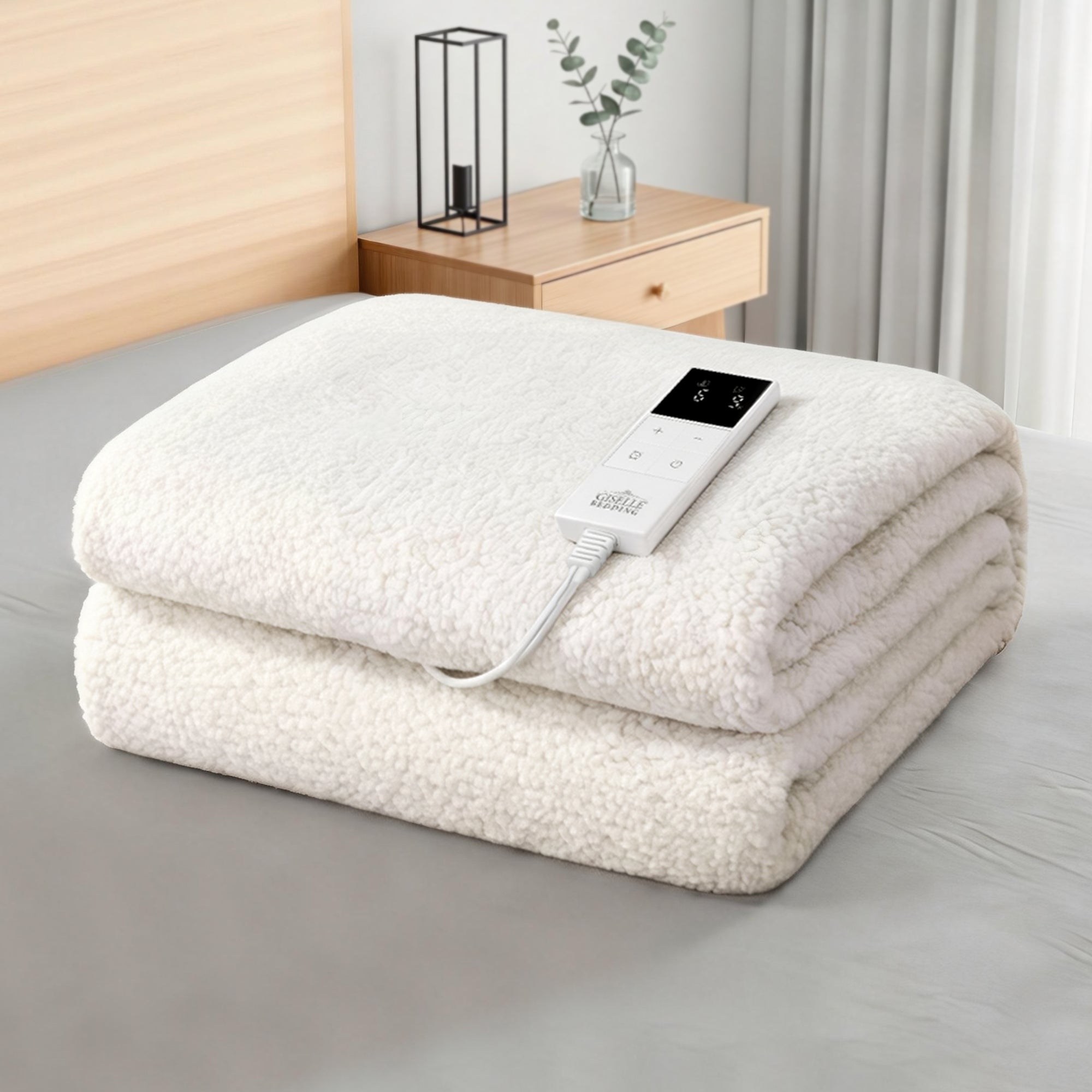 Giselle Electric Blanket LED Remote Sherpa Fleece Underlay Fully Fitted Machine Washable – King Single