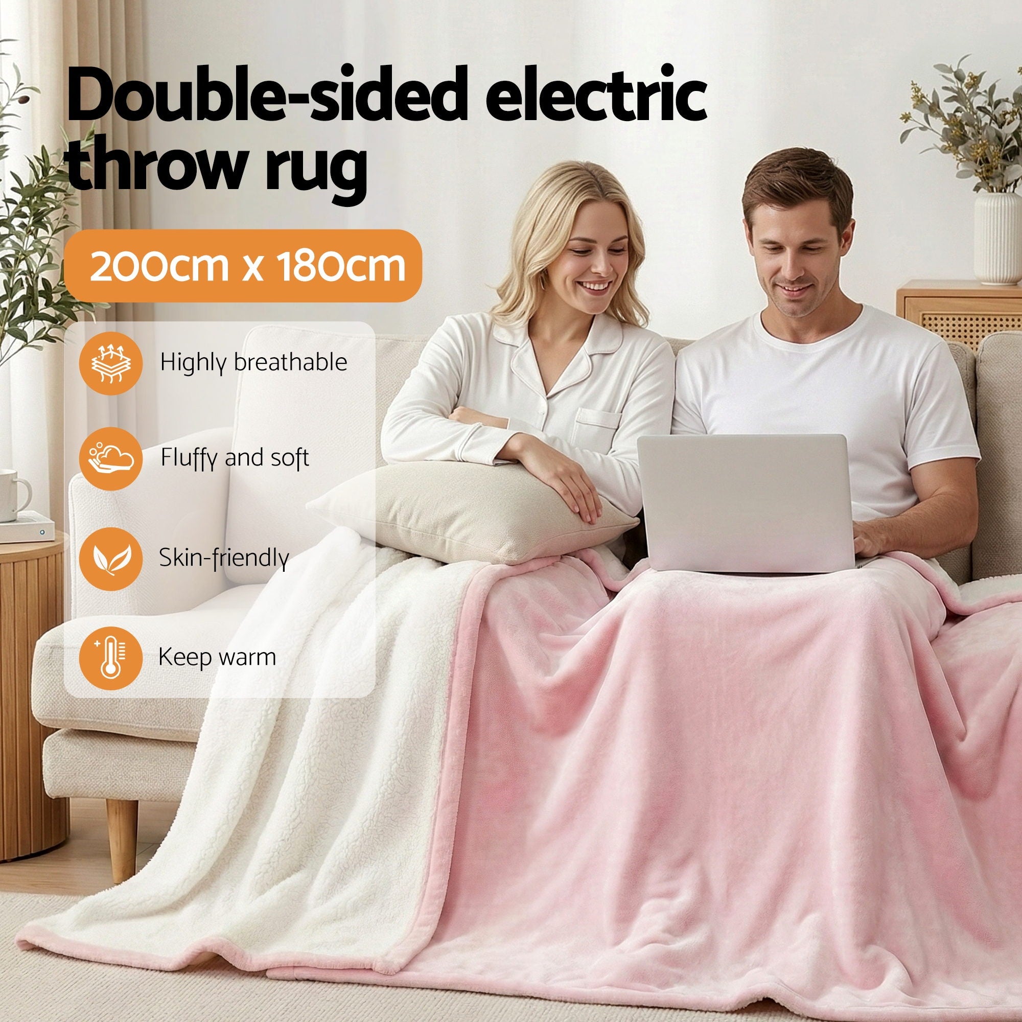 Kairo Electric Throw Rug – Pink – Double