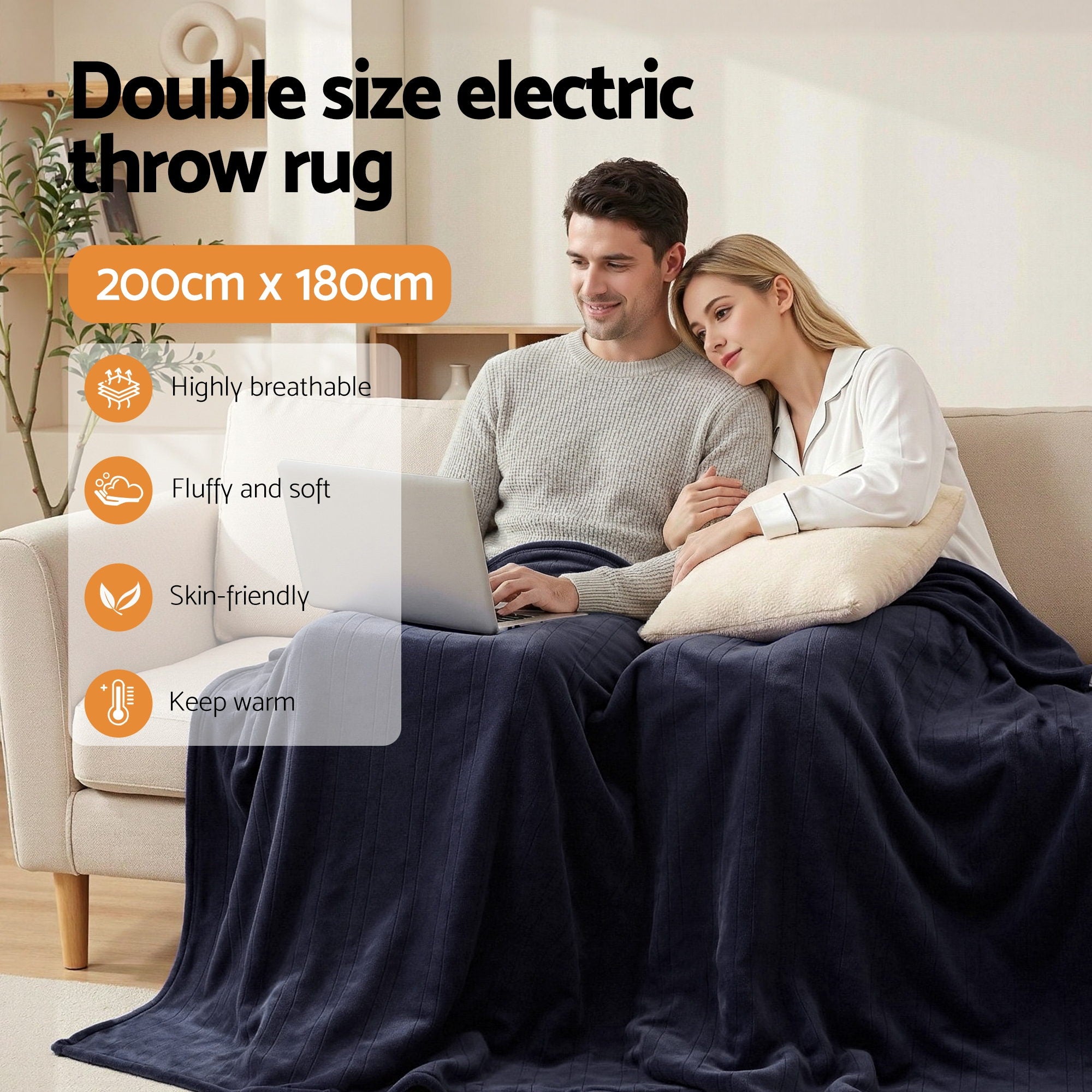 Serano Electric Throw Rug – Charcoal – Double