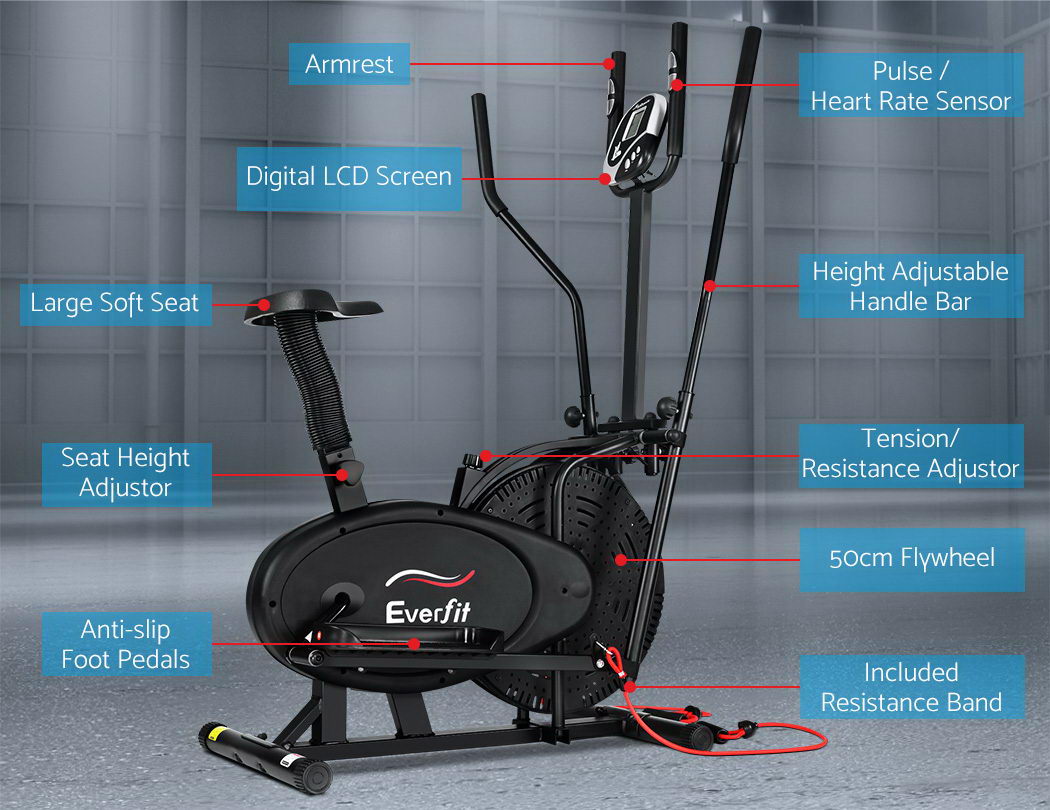 Meridian 5-in-1 Elliptical Cross Trainer – Black – 120kg Capacity