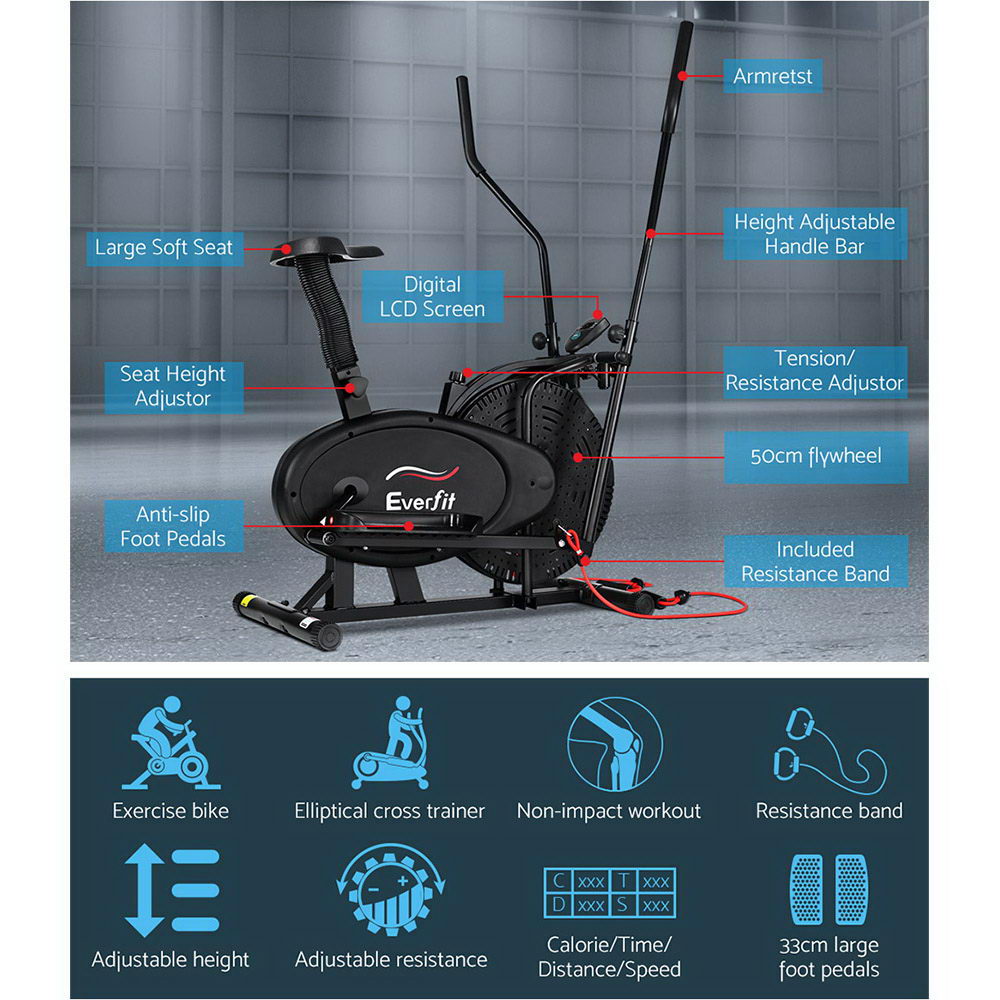 Stellar 4-in-1 Elliptical Cross Trainer – Black – 120kg Capacity