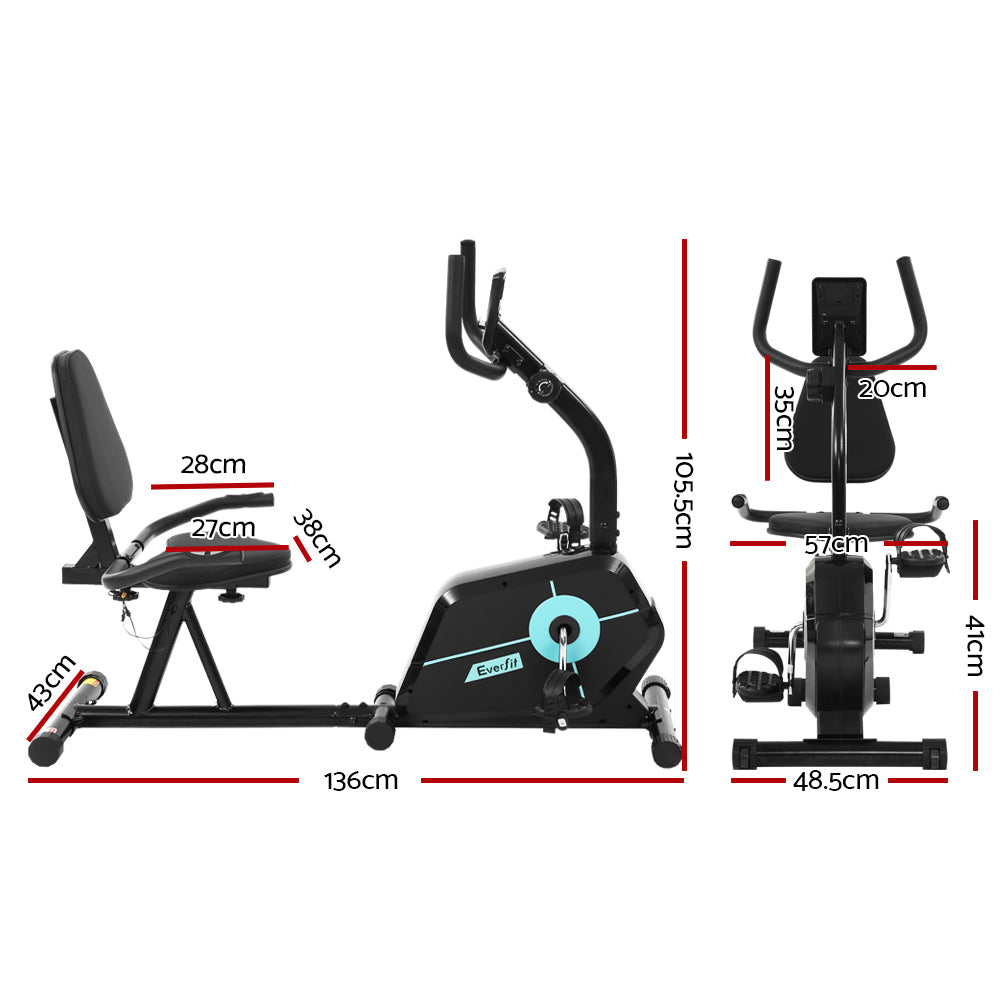 Serenity Magnetic Recumbent Exercise Bike – Black – 120kg