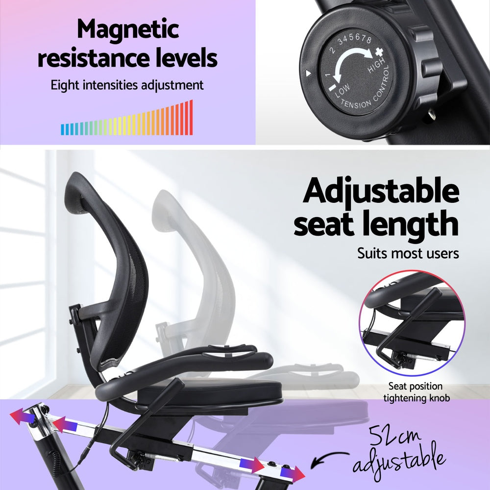 Velocity Recumbent Exercise Bike – Black – Magnetic System