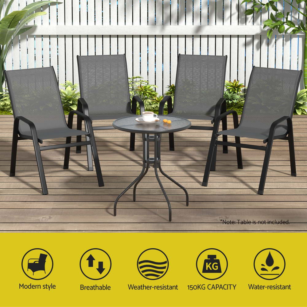 Arlo Outdoor Stackable Chairs – Grey – Set of 6