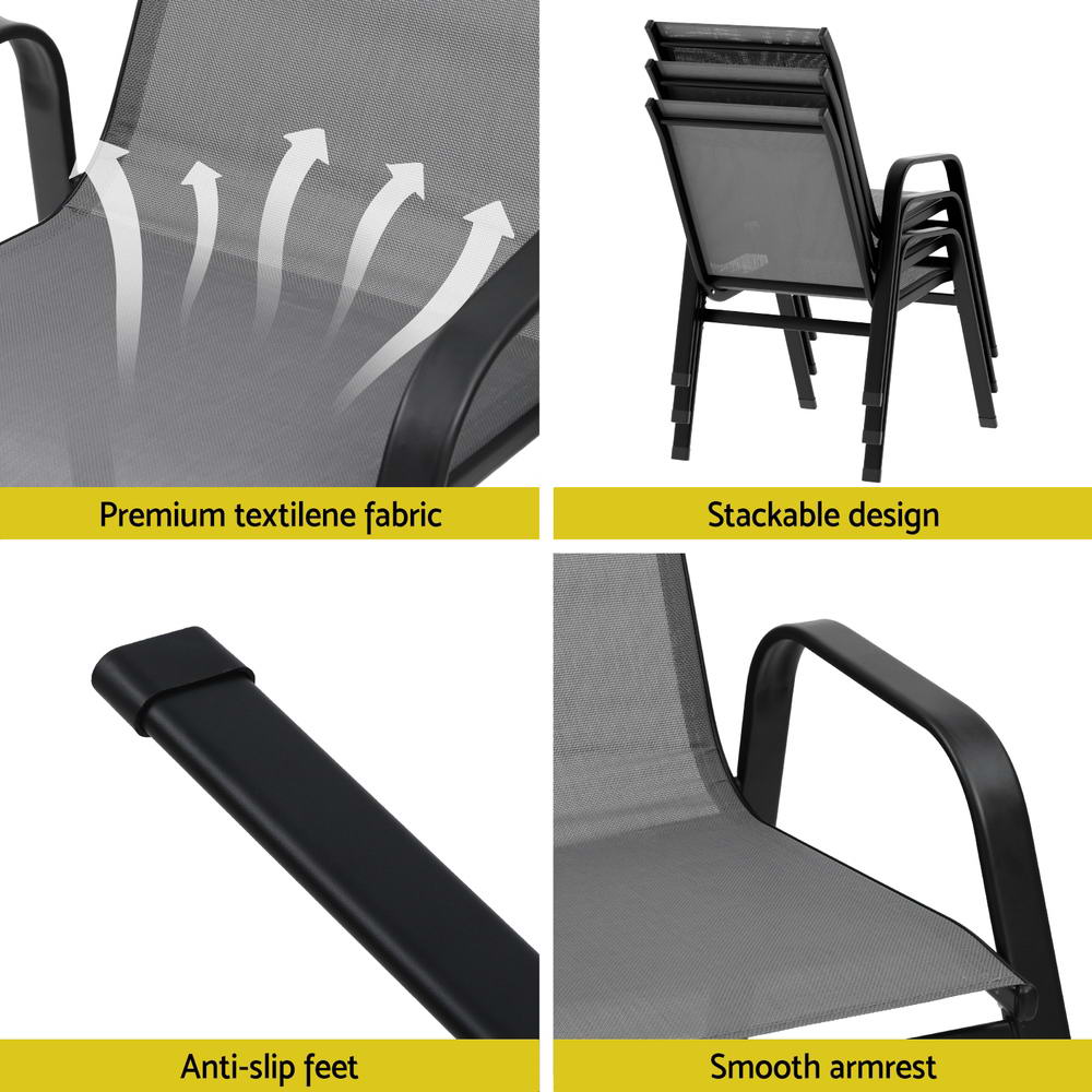 Arlo Outdoor Stackable Chairs – Grey – Set of 6