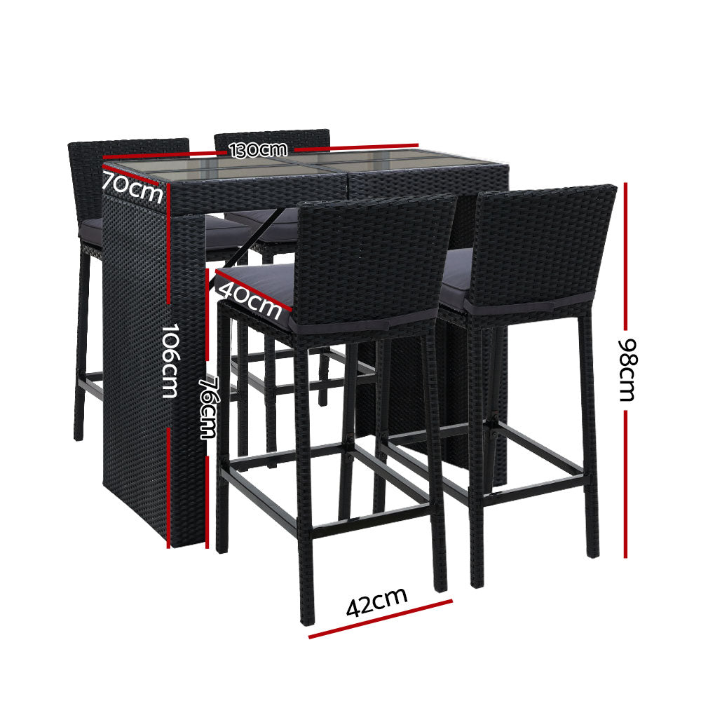 Nova Outdoor Bar Set – Black – 5 Piece