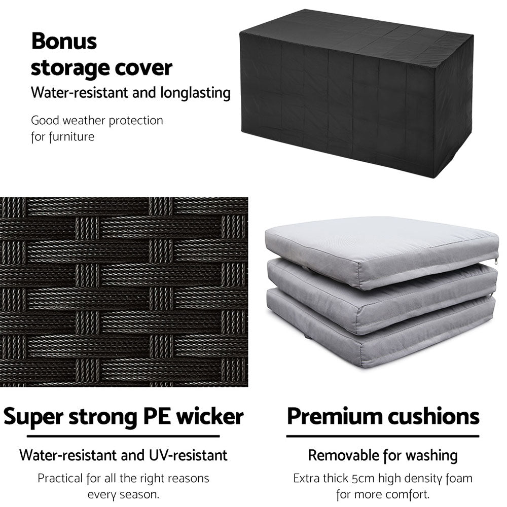 Nova Outdoor Bar Set – Black – 7 Piece