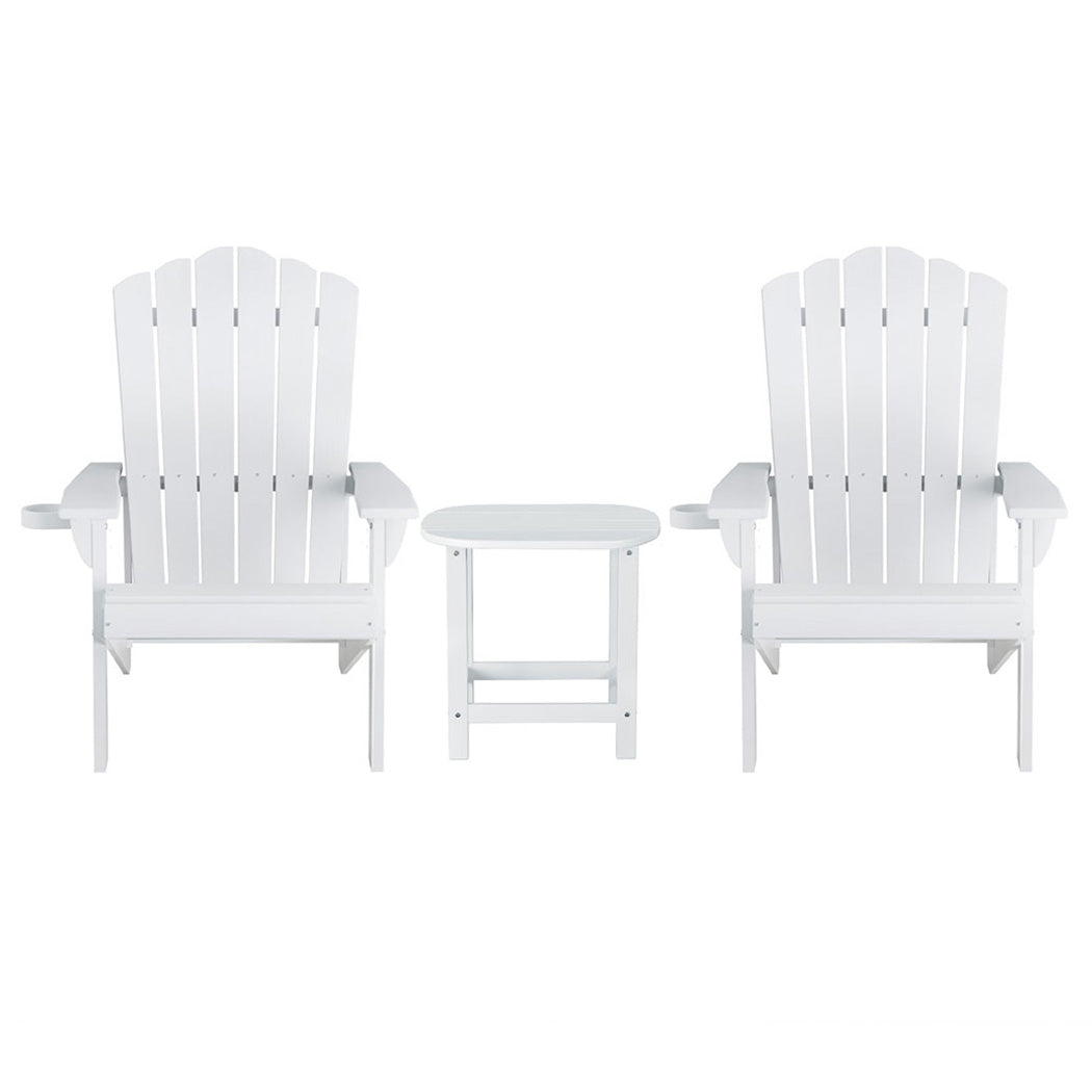 Gardeon HDPE Adirondack Chairs – White – Set of 2