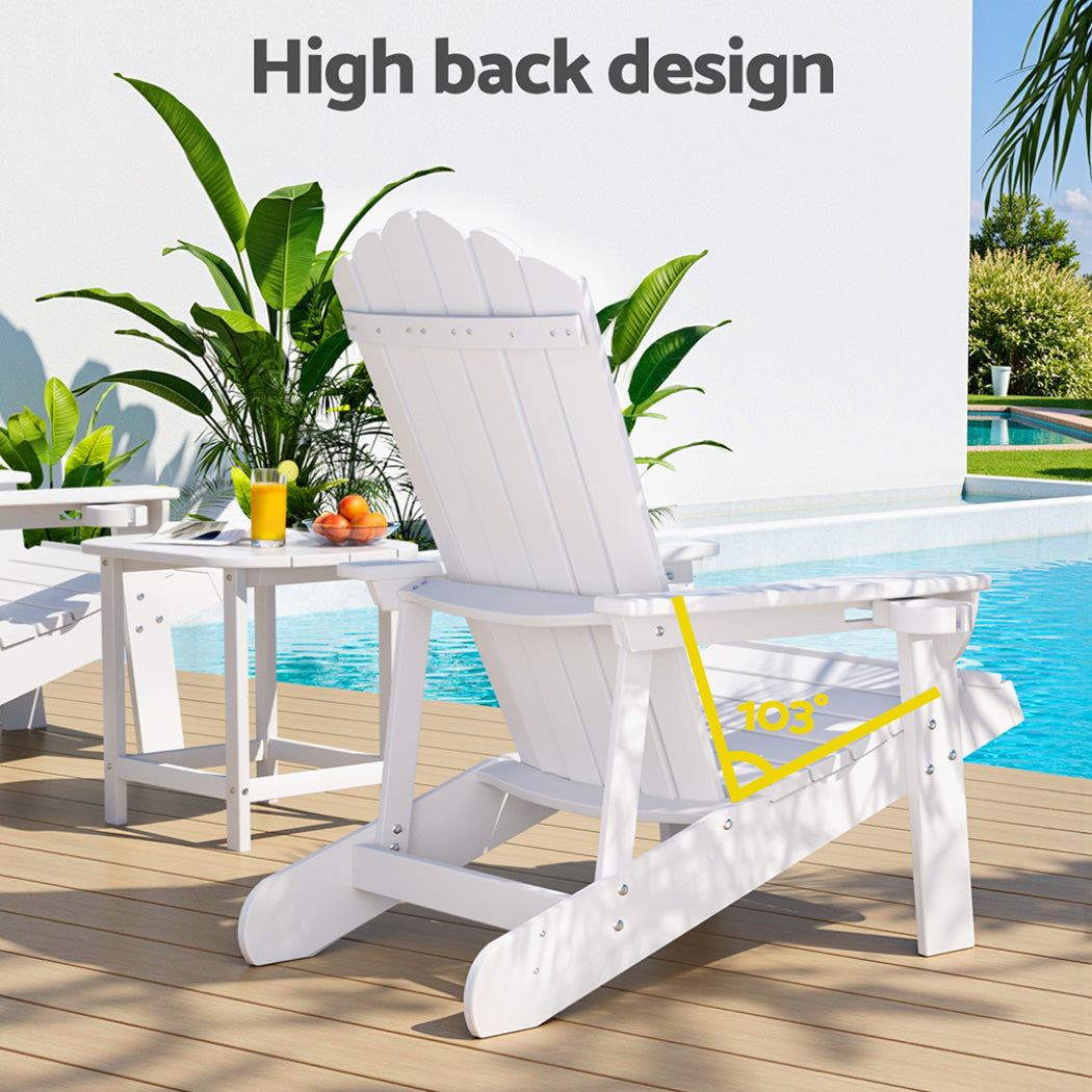 Gardeon HDPE Adirondack Chairs – White – Set of 2