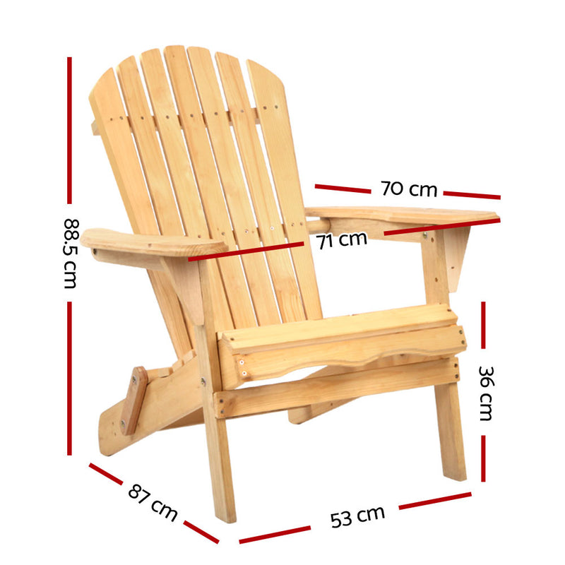 Wooden Adirondack Outdoor Chair - Natural