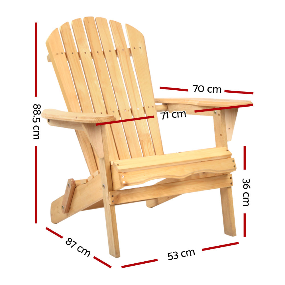 Hampton Wooden Adirondack Chair – Natural – 88.5 cm