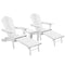 Gardeon 3PC Adirondack Outdoor Table and Chairs Wooden Sun Lounge Beach Patio White