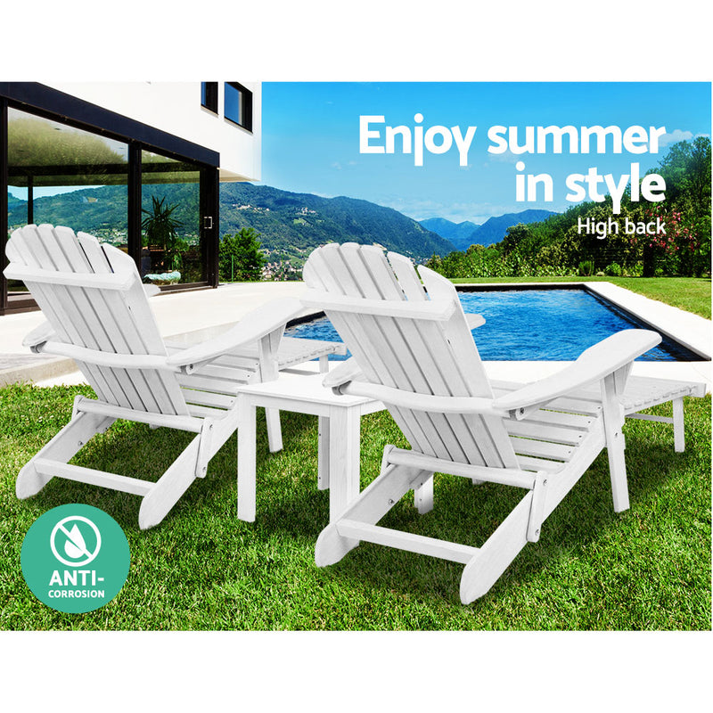 3 PC - Outdoor Table and Chairs - White