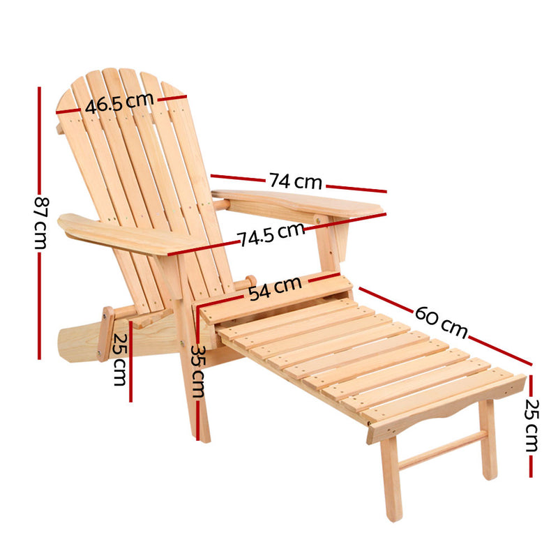 2 PC Adirondack Outdoor Chairs - Natural