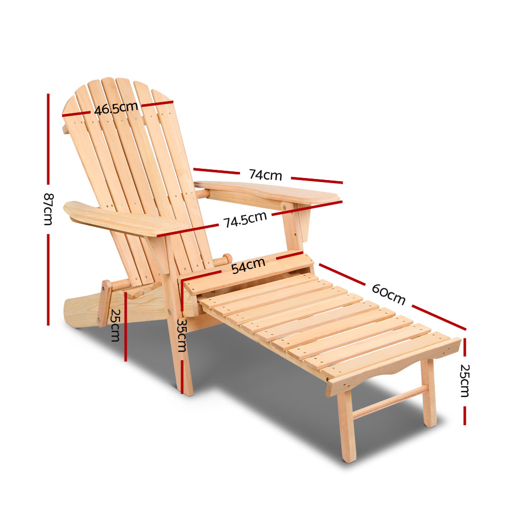 Nova Adirondack Outdoor Chairs – Natural – Set of 2