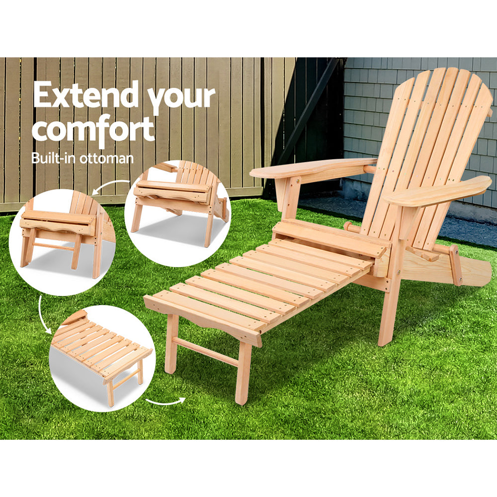 Nova Adirondack Outdoor Chairs – Natural – Set of 2