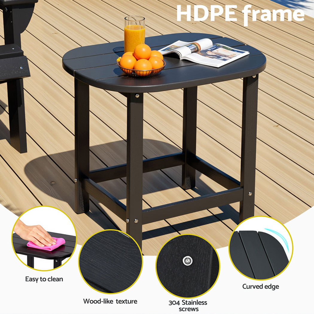 Coastal Outdoor Coffee Table – Black – HDPE
