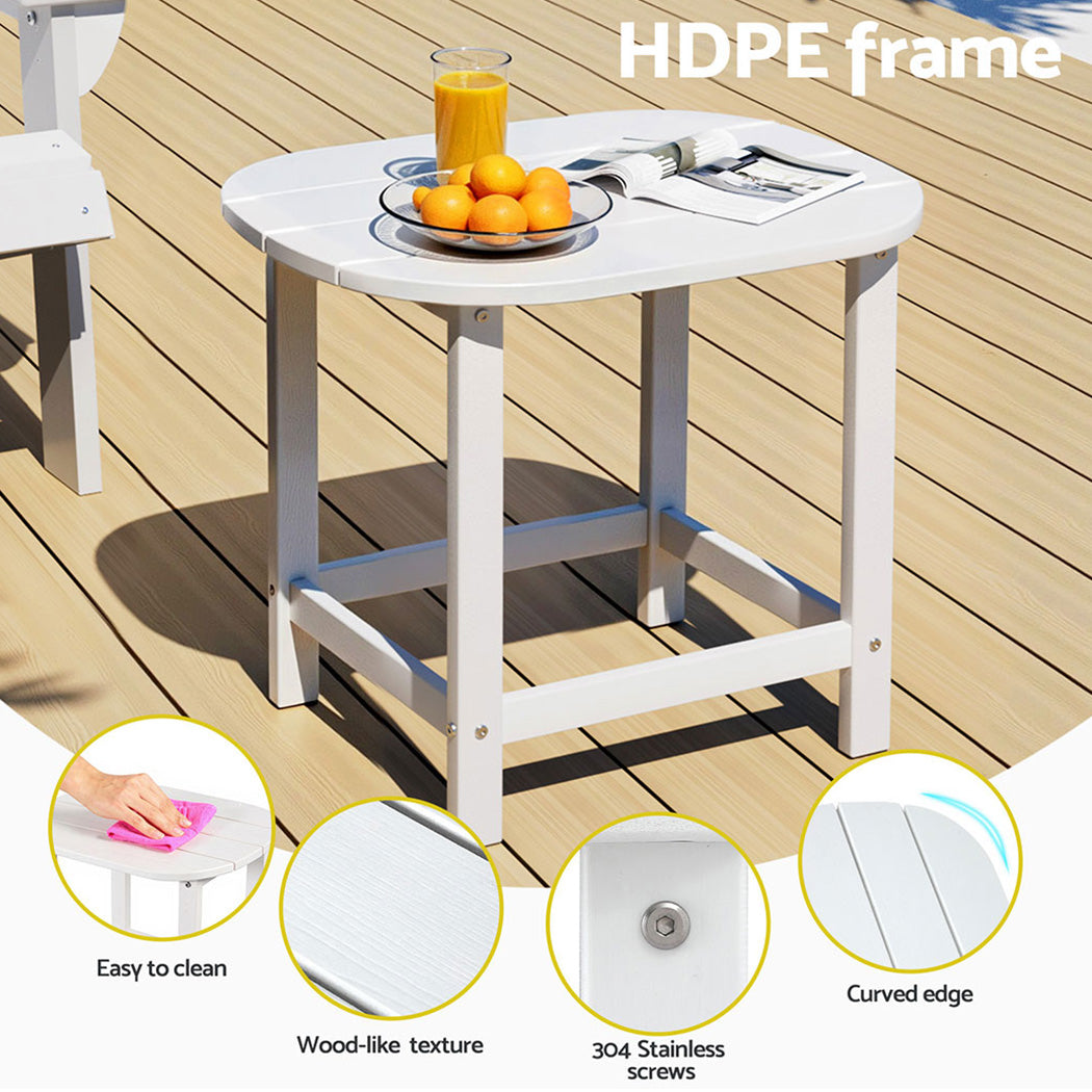Marine Outdoor Side Table – White – HDPE