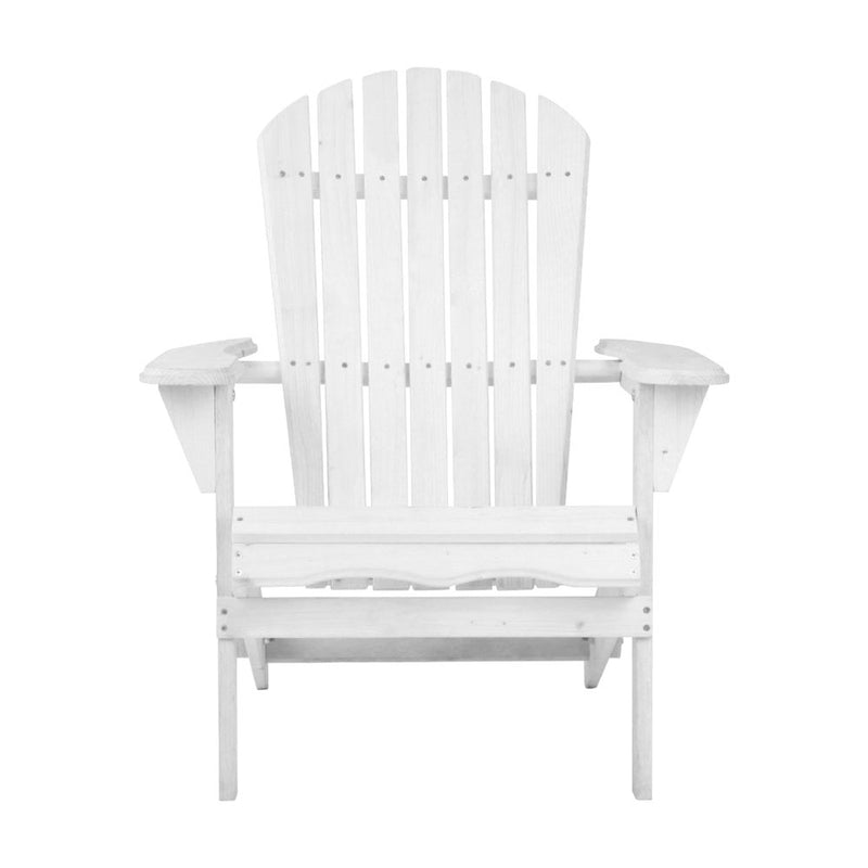 Outdoor Foldable Wooden Beach Chair - White