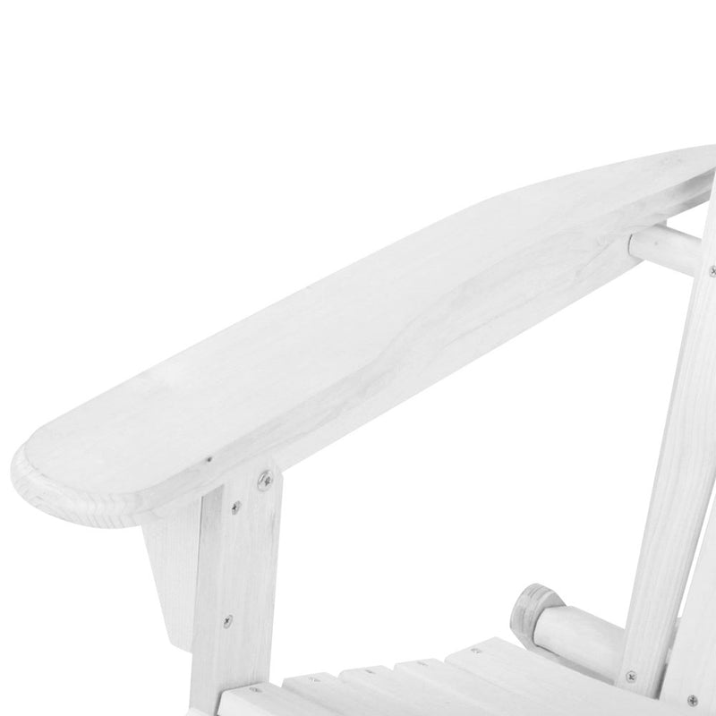 Outdoor Foldable Wooden Beach Chair - White