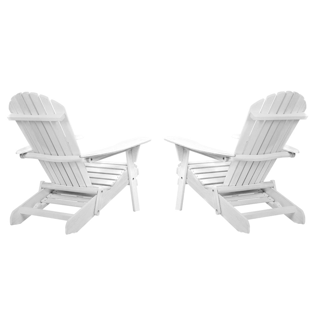 Linden Adirondack Chairs with Ottoman – White – Set of 2