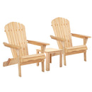 Cove 3PC Adirondack Outdoor Table and Chairs Wooden Foldable Beach Chair Natural
