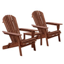Rowan 3PC Adirondack Outdoor Table and Chairs Wooden Foldable Beach Chair Brown