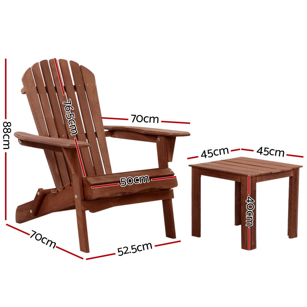 Hadley 3-Piece Adirondack Set – Brown – Wooden