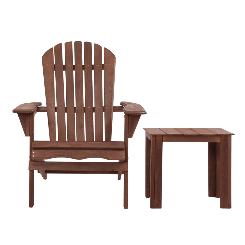 Hadley 3-Piece Adirondack Set – Brown – Wooden