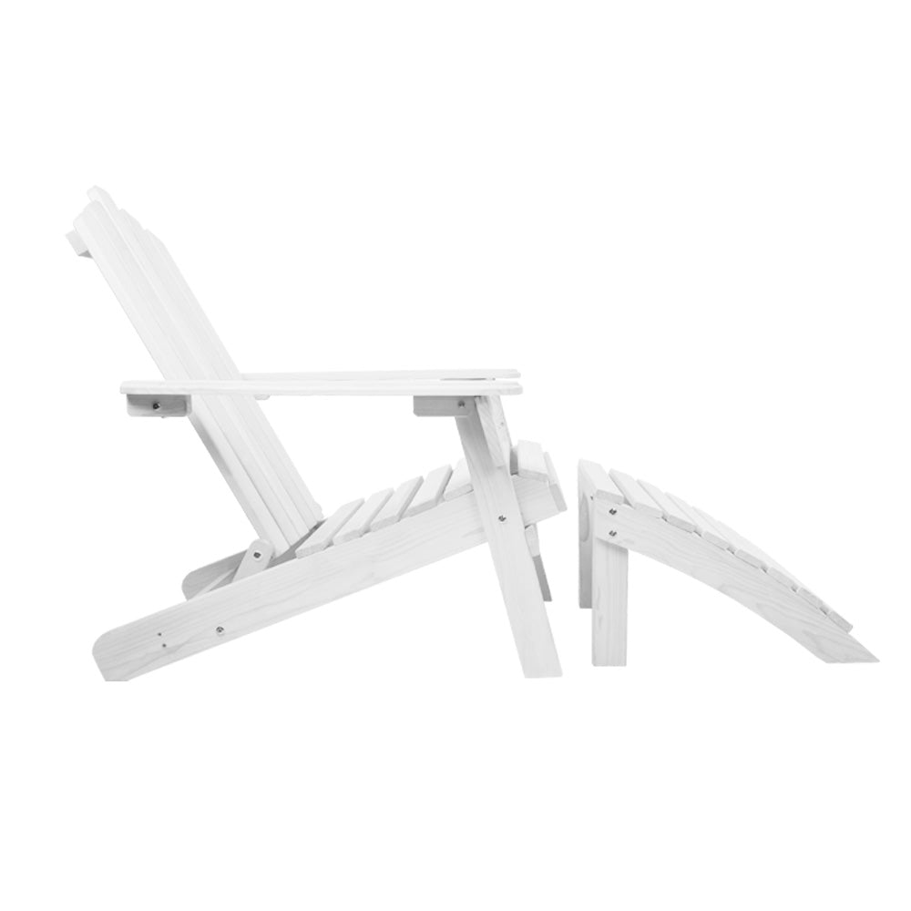 Rowan Adirondack Chair Set with Table and Footstools – White – Set of 5