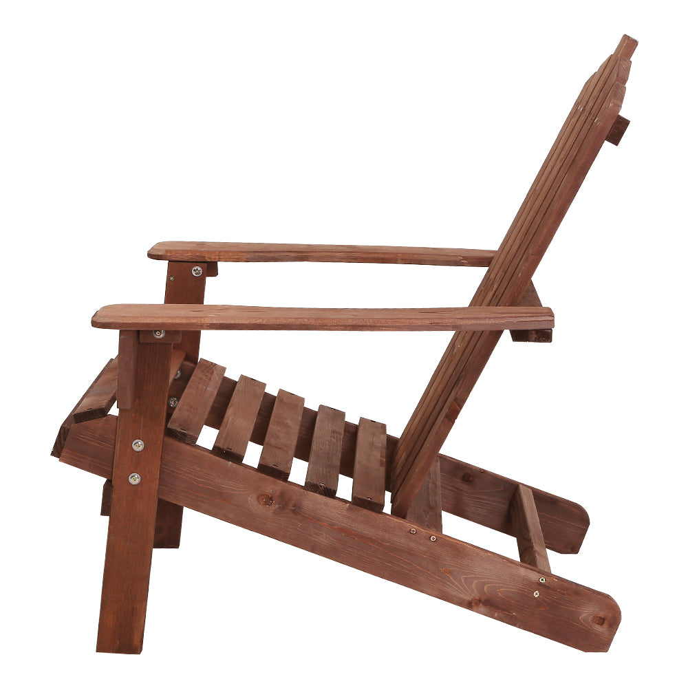 Kairo Adirondack Chair Set with Side Table – Brown – Set of 3