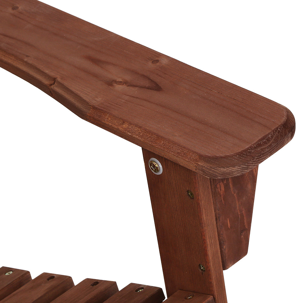 Kairo Adirondack Chair Set with Side Table – Brown – Set of 3