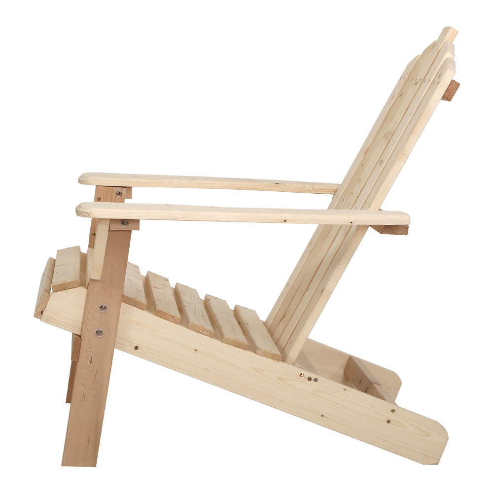 Arlo Adirondack Chair Set with Side Table – Brown / Wood – Set of 3