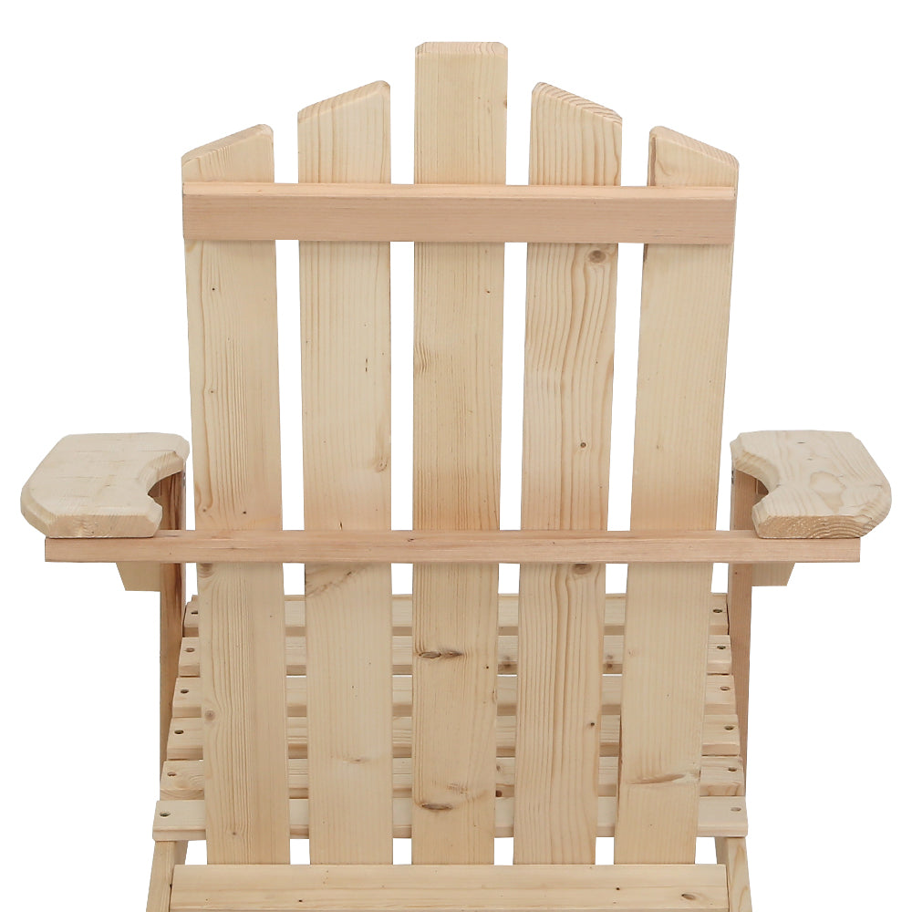 Arlo Adirondack Chair Set with Side Table – Brown / Wood – Set of 3