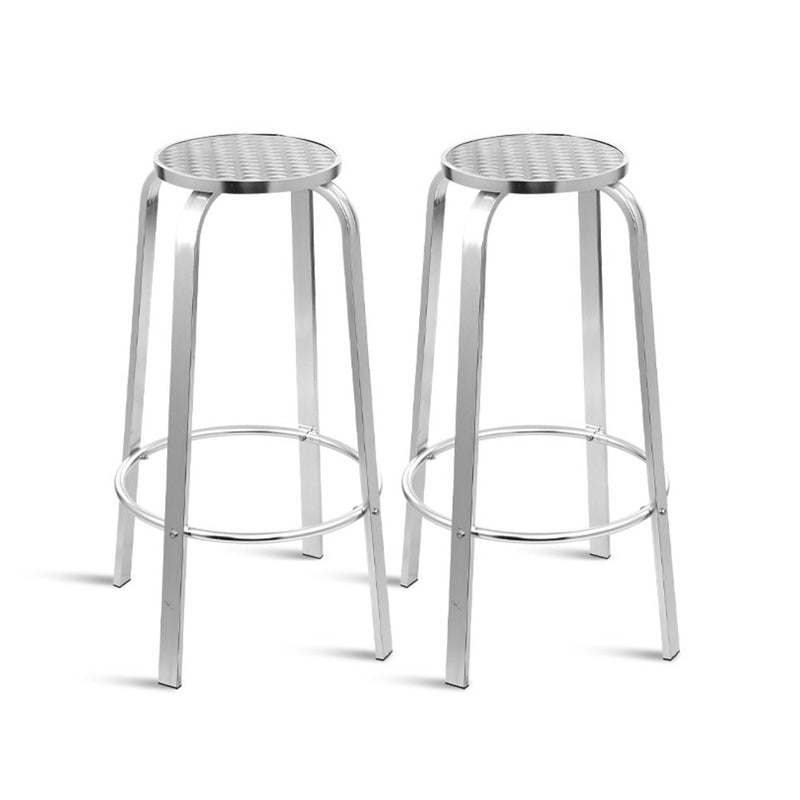 Gardeon Set of 2 Outdoor Bar Stools Patio Furniture Indoor Bistro Kitchen Aluminum