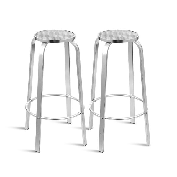 Gardeon Set of 2 Outdoor Bar Stools Patio Furniture Indoor Bistro Kitchen Aluminum