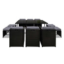 11-Piece Wicker Outdoor Dining Set - Black