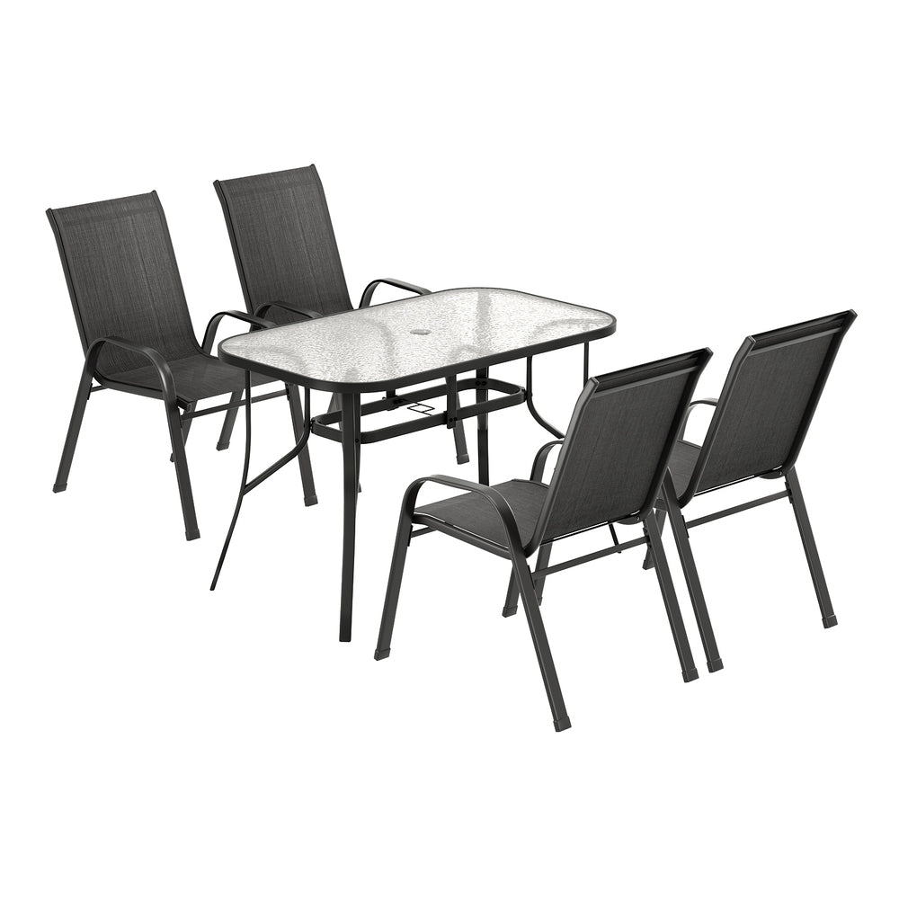 Theron Outdoor Dining Set – Black – 5 Piece