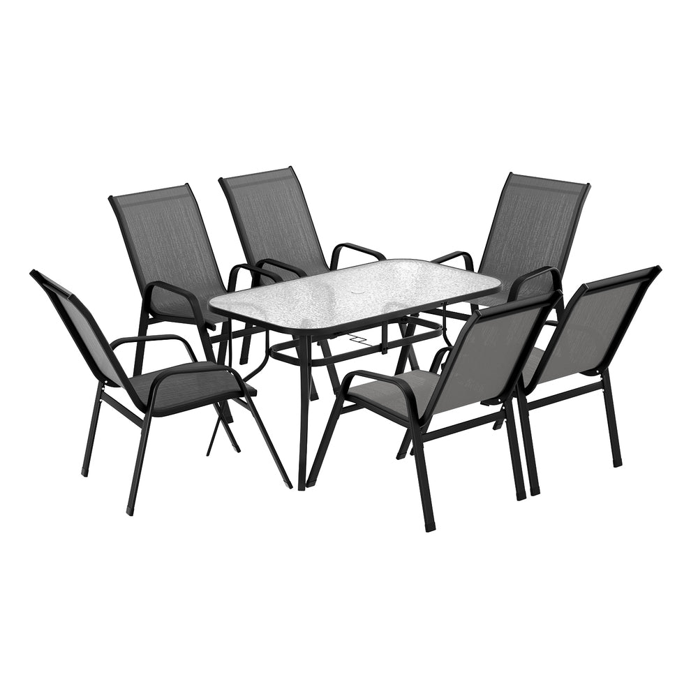 Linden Outdoor Dining Set – Grey – 7 Piece