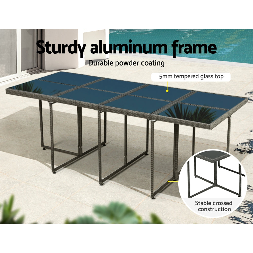 Meridian Outdoor Dining Set – Grey – 13 Piece