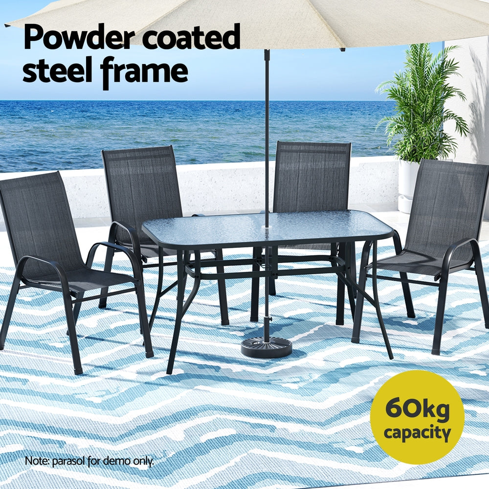 Meridian Outdoor Dining Set – Black – 5 Piece